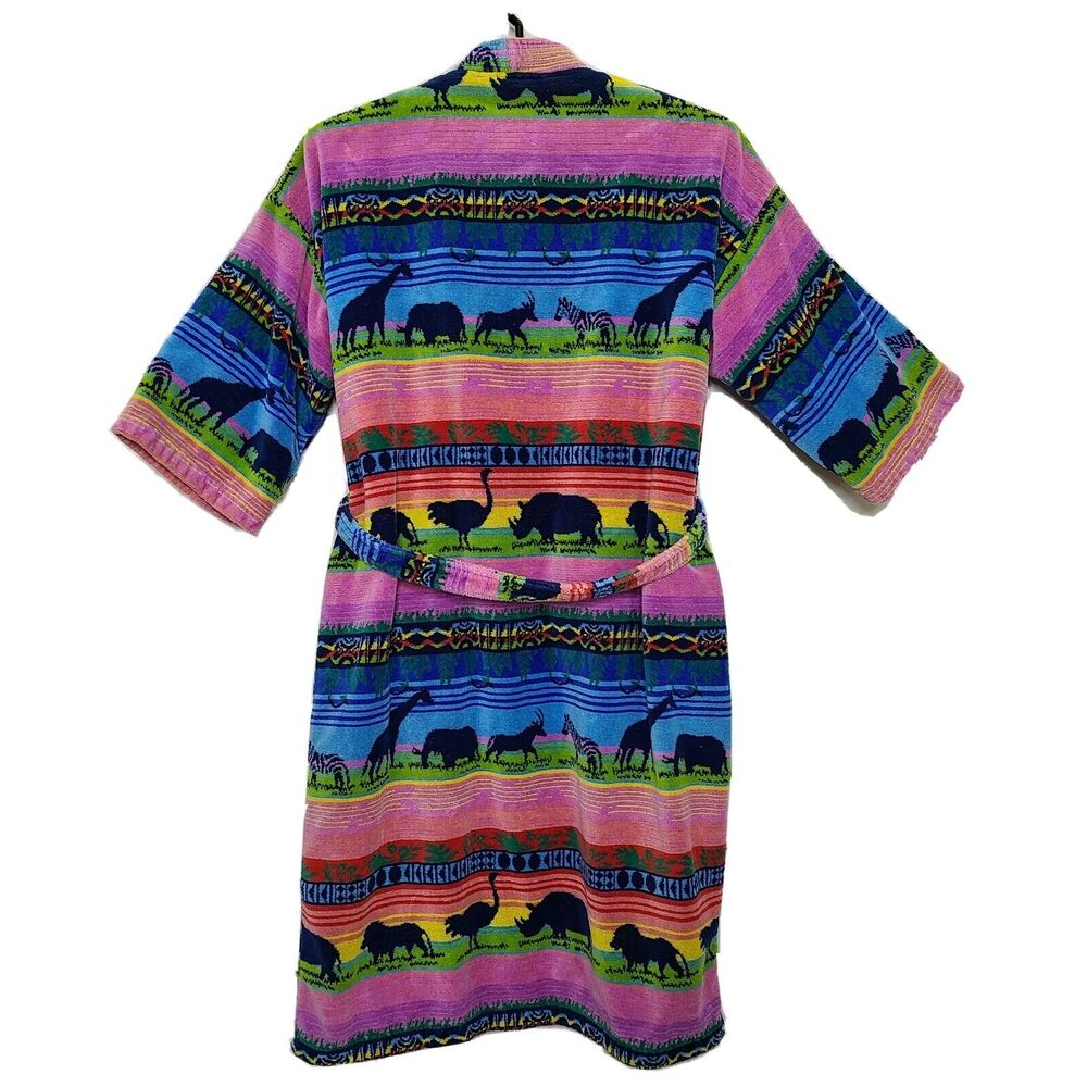 Vintage Monarch Royalist Terrycloth Robe 100% Cotton Safari All-over Print
